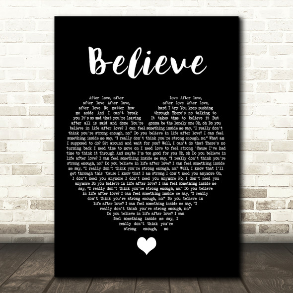 Cher Believe Black Heart Song Lyric Print