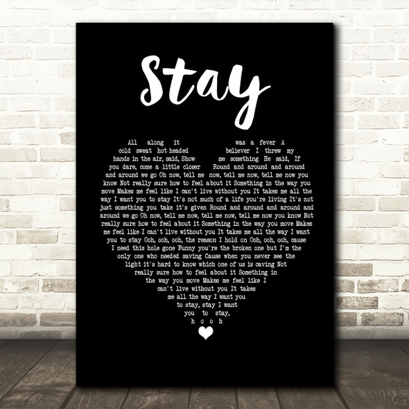 Rihanna ft. Mikky Ekko Stay Black Heart Song Lyric Print