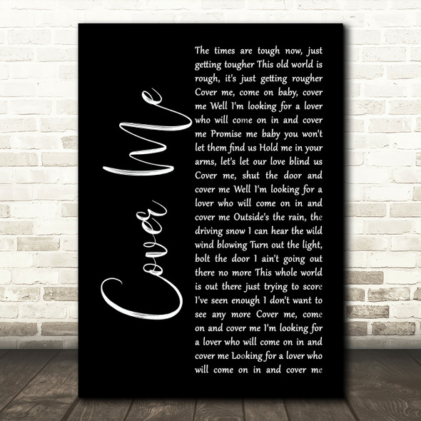 Bruce Springsteen Cover Me Black Script Song Lyric Print