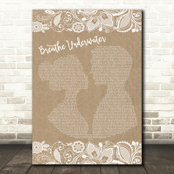 Bullet For My Valentine Breathe Underwater Burlap & Lace Song Lyric Print