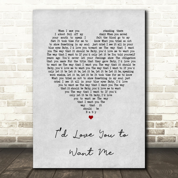 John Holt Id Love You to Want Me Grey Heart Song Lyric Print