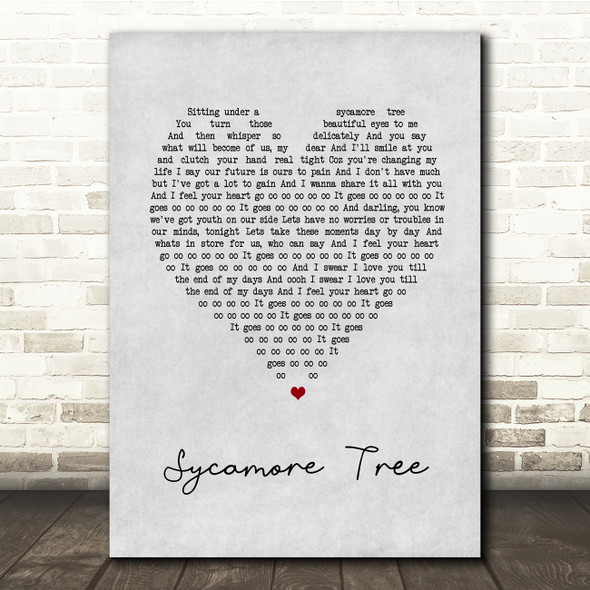 The Hunna Sycamore Tree Grey Heart Song Lyric Print