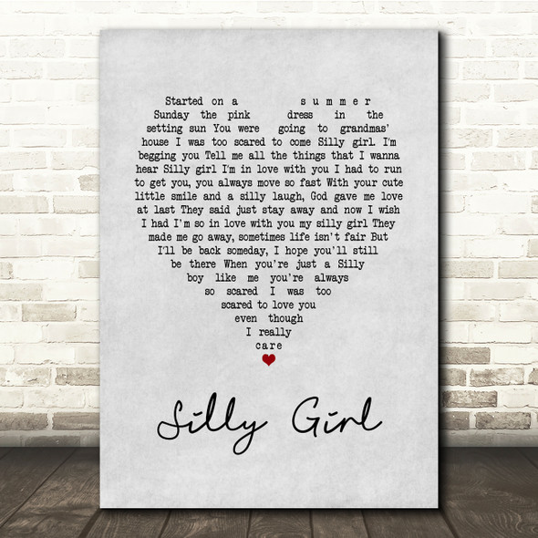 Descendents Silly Girl Grey Heart Song Lyric Print