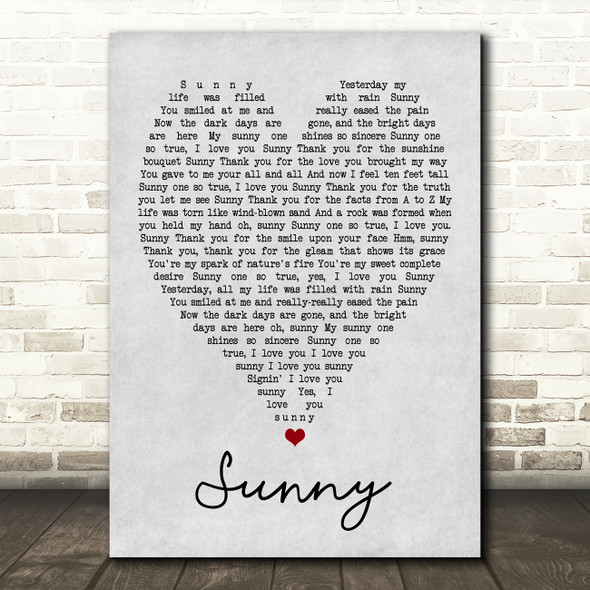 Bobby Hebb Sunny Grey Heart Song Lyric Quote Print