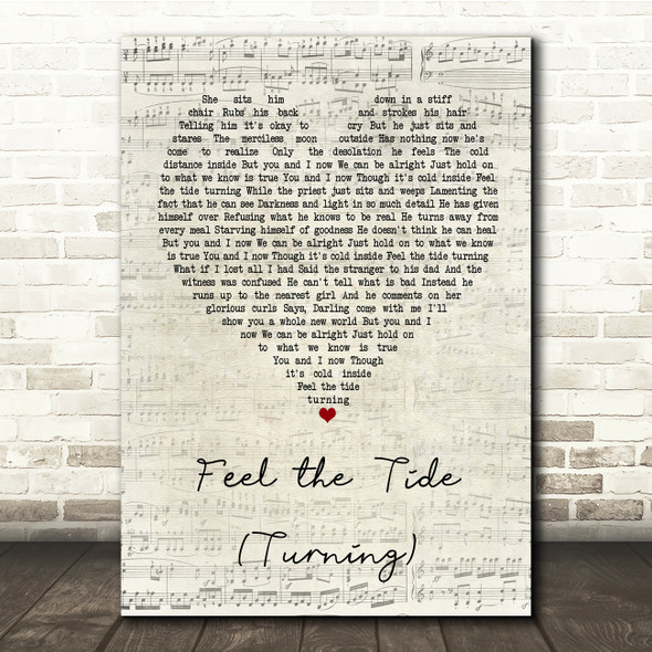 Mumford & Sons Feel the Tide (Turning) Script Heart Song Lyric Print