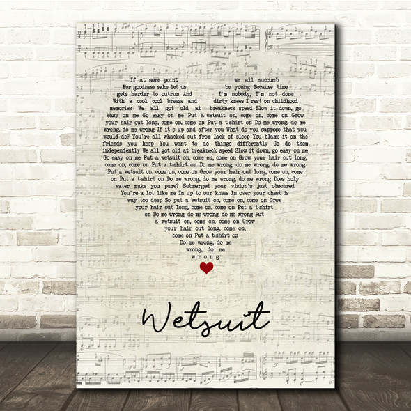 The Vaccines Wetsuit Script Heart Song Lyric Print