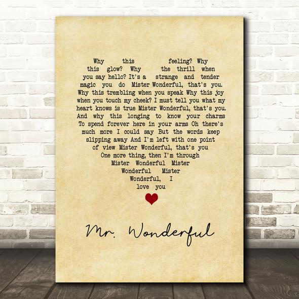 Peggy Lee Mr. Wonderful Vintage Heart Song Lyric Print