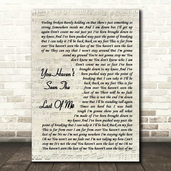 Cher You Haven't Seen The Last Of Me Vintage Script Song Lyric Print