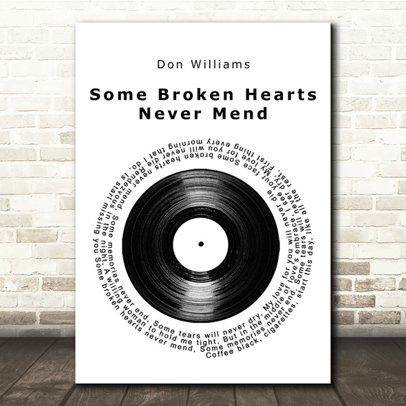 Don Williams Some Broken Hearts Never Mend Vinyl Record Song Lyric Print