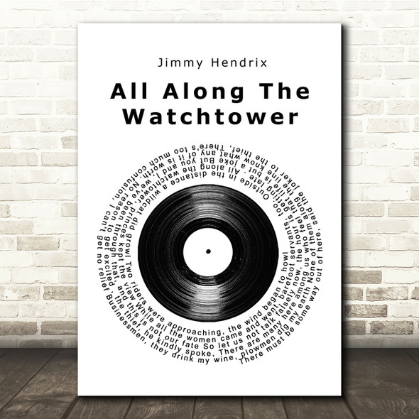 Jimmy Hendrix All along the watch tower Vinyl Record Song Lyric Print