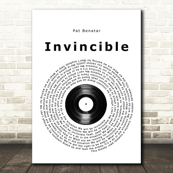 Pat Benatar Invincible Vinyl Record Song Lyric Print