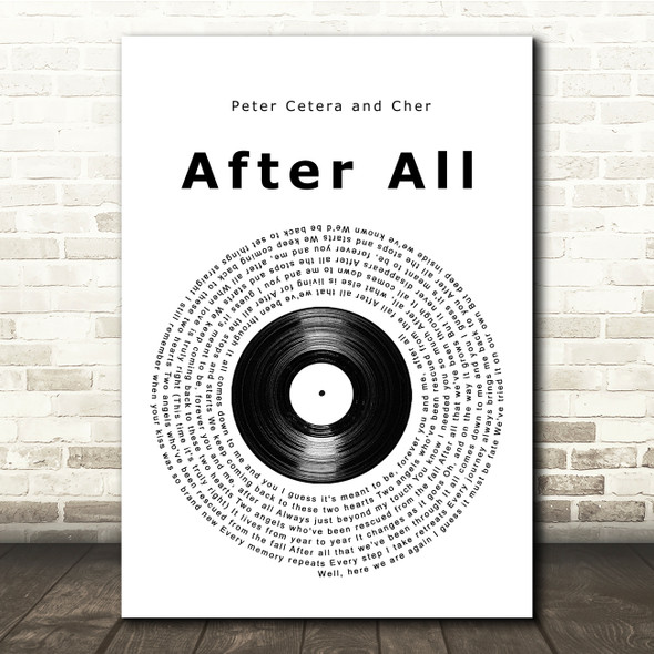 Peter Cetera and Cher After All Vinyl Record Song Lyric Print