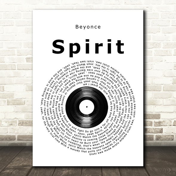 Beyonce Spirit Vinyl Record Song Lyric Print