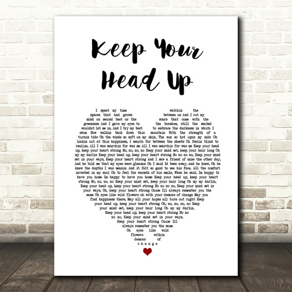 Ben Howard Keep Your Head Up White Heart Song Lyric Print