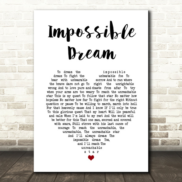 Luther Vandross Impossible Dream White Heart Song Lyric Print