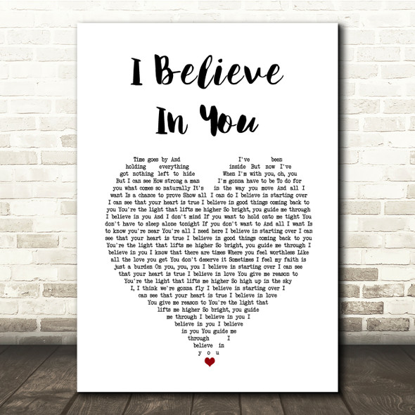 Michael Buble I Believe In You White Heart Song Lyric Print
