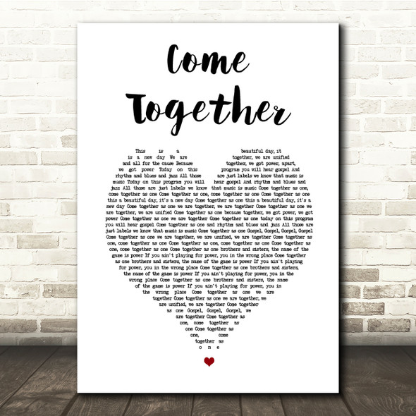 Primal Scream Come Together White Heart Song Lyric Print