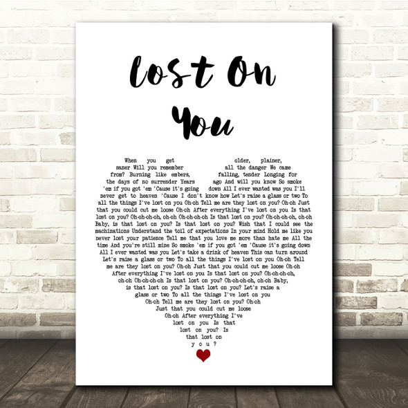 Laura Pergolizzi Lost On You White Heart Song Lyric Print