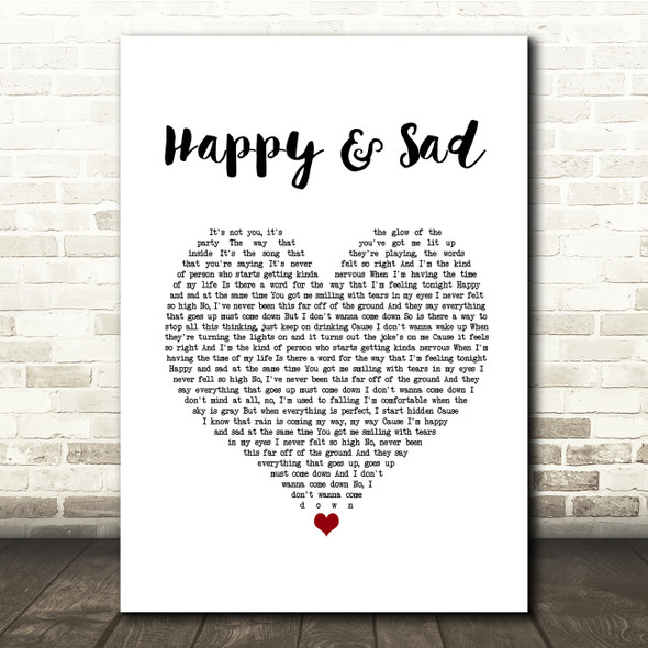 Kacey Musgraves Happy & Sad White Heart Song Lyric Print