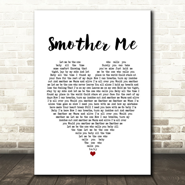 The Used Smother Me White Heart Song Lyric Print