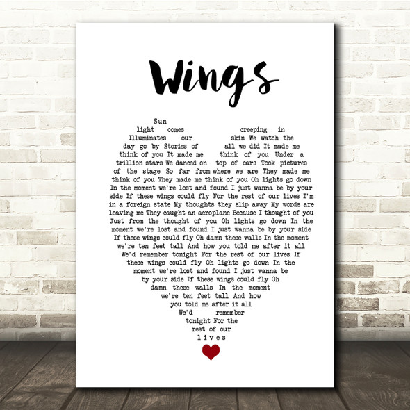 Birdy Wings] White Heart Song Lyric Print