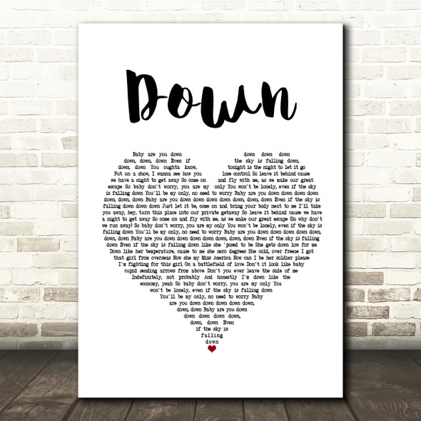 Jay Sean Down White Heart Song Lyric Print