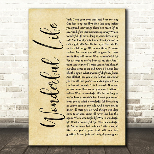 Alter Bridge Wonderful Life Rustic Script Song Lyric Print