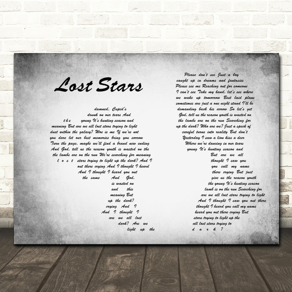 Adam Levine Lost Stars Man Lady Couple Grey Song Lyric Quote Print