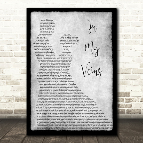 Andrew Belle In My Veins Grey Song Lyric Man Lady Dancing Quote Print