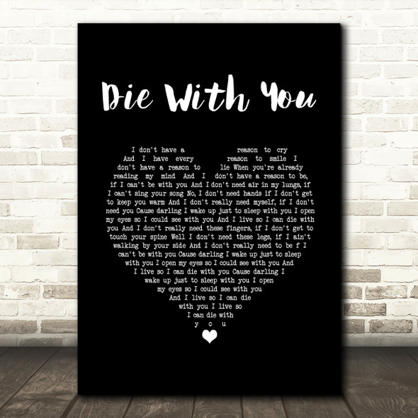 Beyonce and Jay Z Die With You Black Heart Song Lyric Print