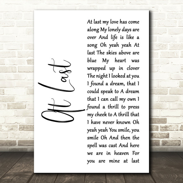 Beyonce At Last White Script Song Lyric Print