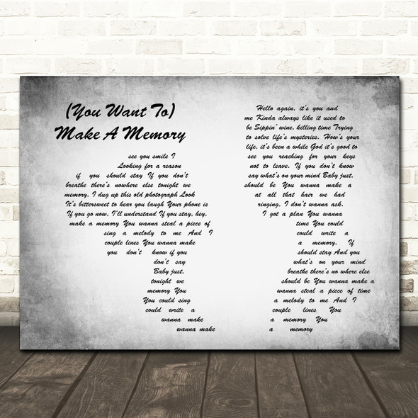 Bon Jovi (You Want To) Make A Memory Man Lady Couple Grey Song Lyric Quote Print