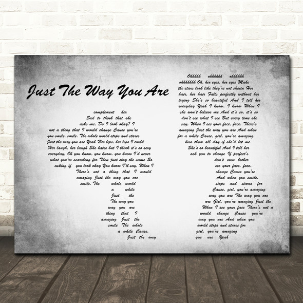 Bruno Mars Just The Way You Are Man Lady Couple Grey Song Lyric Quote Print