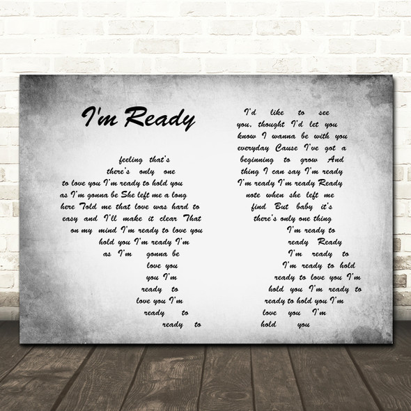 Bryan Adams I'm Ready Man Lady Couple Grey Song Lyric Quote Print