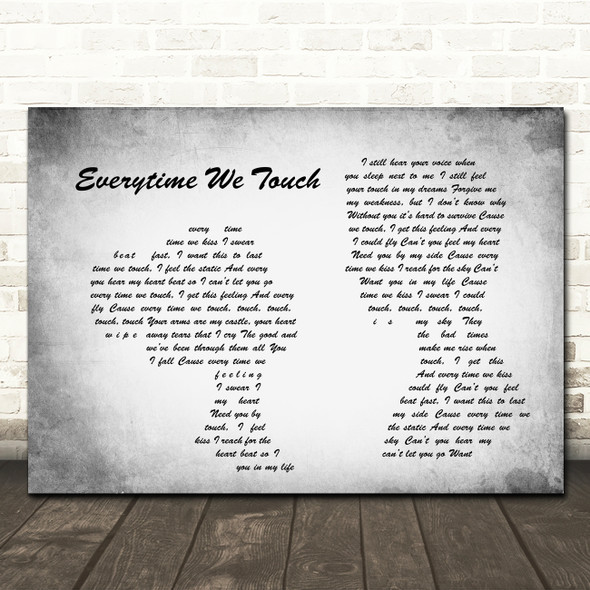 Cascada Everytime We Touch Man Lady Couple Grey Song Lyric Print