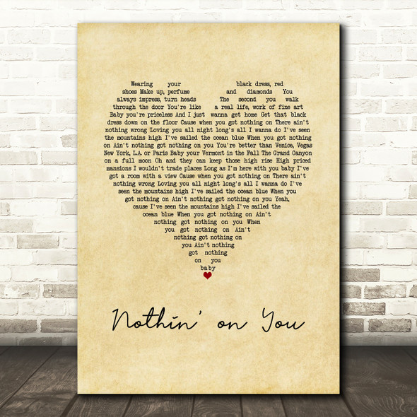 Cody Johnson Nothin' on You Vintage Heart Song Lyric Print