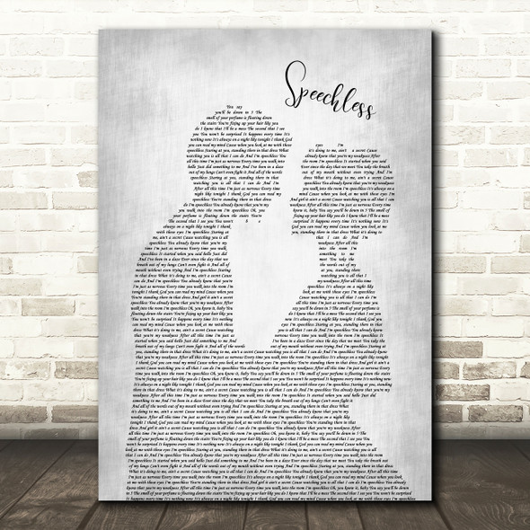 Dan + Shay Speechless Grey Song Lyric Man Lady Bride Groom Wedding Print