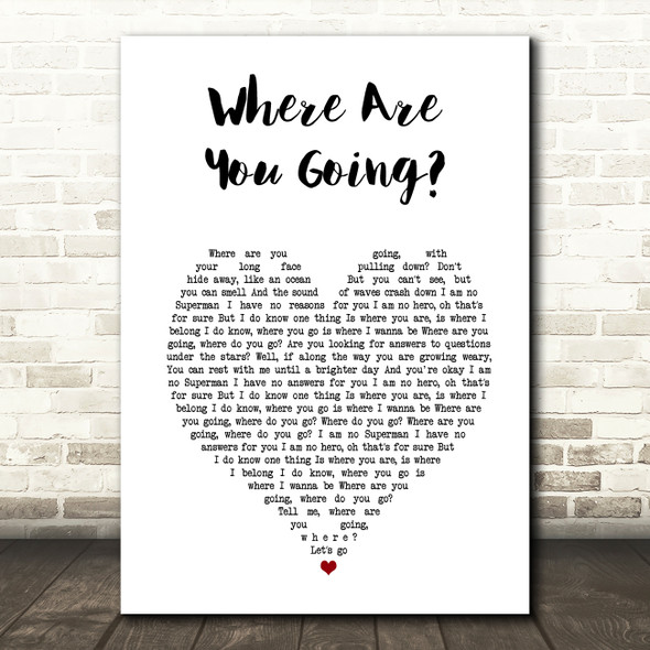 Dave Matthews Band Where Are You Going White Heart Song Lyric Print