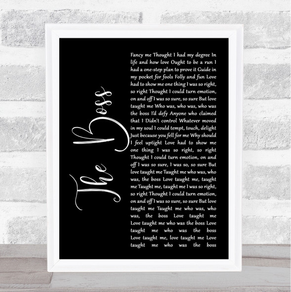 Diana Ross The Boss Black Script Song Lyric Print