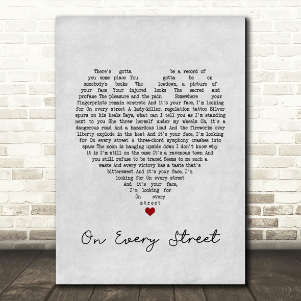 Dire Straits On Every Street Grey Heart Song Lyric Print