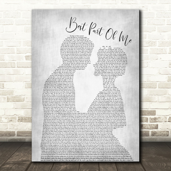 Ed Sheeran feat YEBBA Best Part Of Me Grey Man Lady Bride Groom Wedding Print