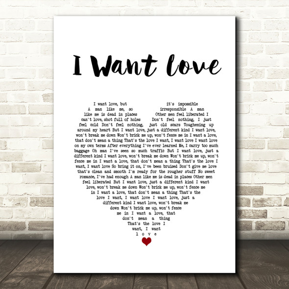 Elton John I Want Love White Heart Song Lyric Print