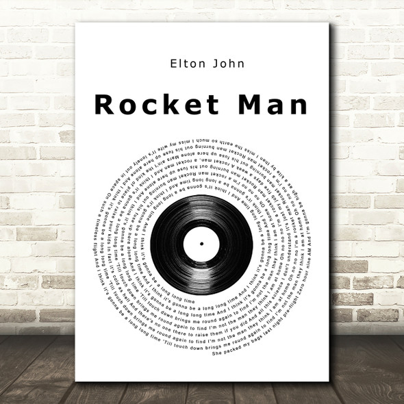 Elton John Rocket Man Vinyl Record Song Lyric Print