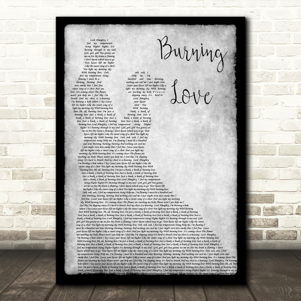 Elvis Presley Burning Love Man Lady Dancing Grey Song Lyric Quote Print