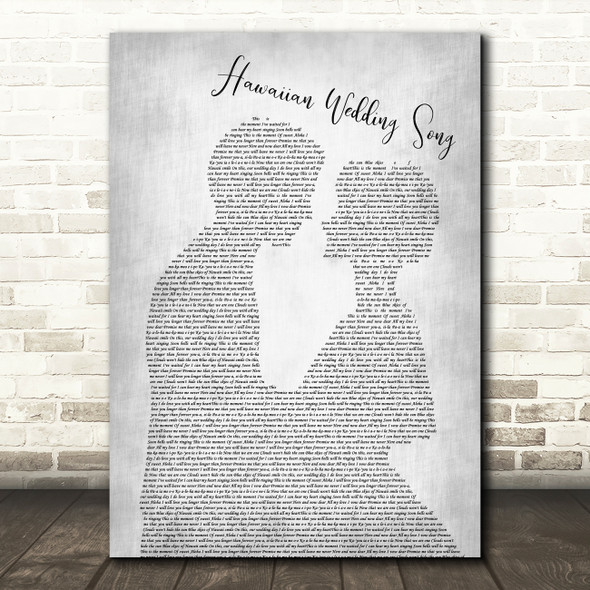 Elvis Presley Hawaiian Grey Song Man Lady Bride Groom Grey Song Lyric Print