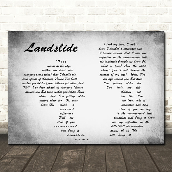 Fleetwood Mac Landslide Man Lady Couple Grey Song Lyric Quote Print