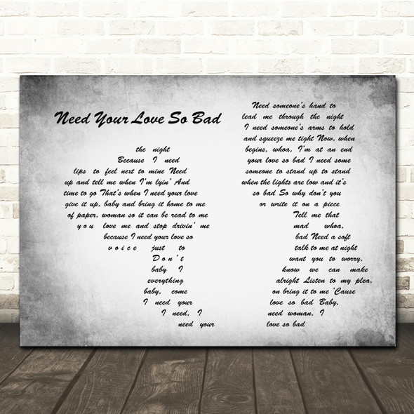 Fleetwood Mac Need Your Love So Bad Man Lady Couple Grey Song Lyric Quote Print