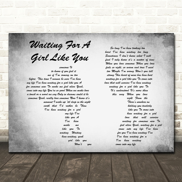 Foreigner Waiting For A Girl Like You Man Lady Couple Grey Song Lyric Print
