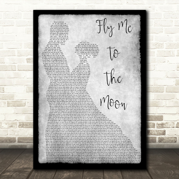 Frank Sinatra Fly Me To The Moon Man Lady Dancing Grey Song Lyric Print