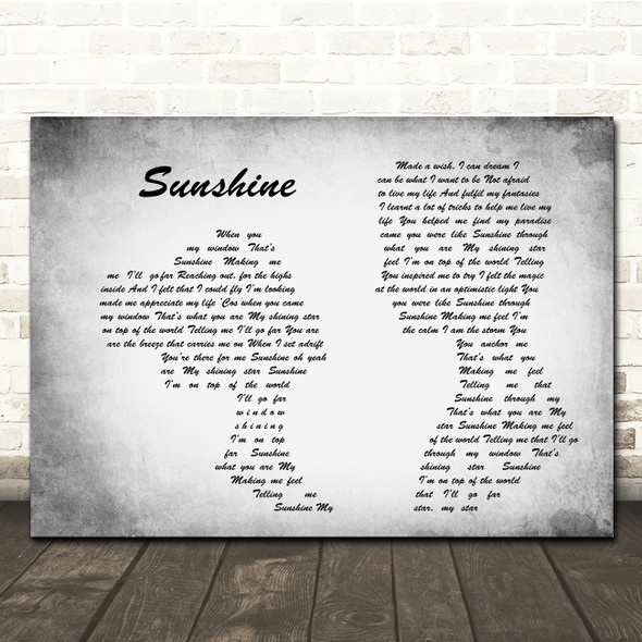 Gabrielle Sunshine Man Lady Couple Grey Song Lyric Quote Print